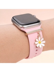 1 Pieza Metal Caricatura Margarita Blanco Reloj Banda S Anillo De Decoración Para Los Accesorios De Correa De Apple Watch Y De Correa Serie Galaxy Watch