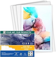 NARA Alcohol Ink Paper | White | 12 inches x 9 inches (12"x9") | 275 microns/200 GSM | Medium Paper | 10 Sheets | Paper for Alcohol Ink Art Painting | 100% Stain-Free