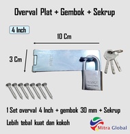 Paket Gembok Nekel 30 Mm + Cantolan Gembok 4 Inch Kunci Engsel Gembok Overval Overpale Plat Tebal
