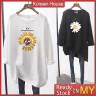 Ready Stock Unisex Plus Size 5XL Women/ Men clothes and clothing loose long sleeve oversized T shirt tops baju  Lengan panjang perempuan lelaki Murah Korean style Sweatshirt