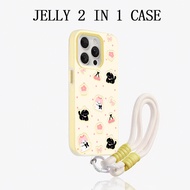 GANTUNGAN Yellow Dog Jelly Cake 2 In 1 Lanyard Casing Xiaomi 15T Pro F7 C85 C71 poco M7 Plus C75 C65