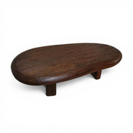 Wabi-Sabi Hardwood Coffee Table Vintage Arch-Shaped Tea Table Minimalist Low Table for Living Room B