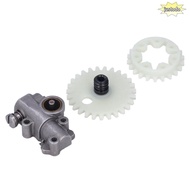 JUSTO Chain Saw Oil Pump, Metal Silver Oil Pump Gear, Easy to Install Compact Round Oil Pump Worm Ge