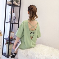 Backless Top for Women Short Sleeve T Shirts Female Free Shipping Offe Goth Clothes Elegant Emo Caus