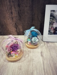 獨角獸永生花玻璃罩夜燈款 生日禮/情人節/畢業禮