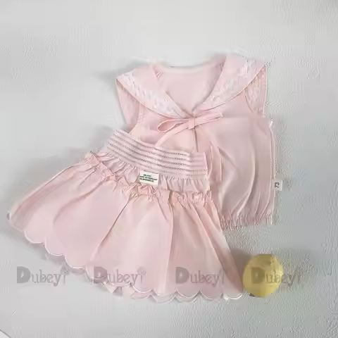 2026 Baby Girls Shorts Clothing Set Sailor Collar Blouse and Blommer Bottom Summer Outfit Causal Wea