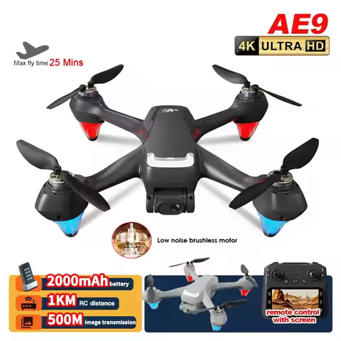 AE9 Drone with 4K Camera GPS Screen Remote Brushless Motor FPV Flight Time 25 Mins RC Dron
