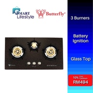 Butterfly 3 Burner Glass Hob BG-33J / Pensonic 3 Burner Tempered Glass Gas Stove PGH-618G