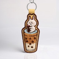【雙面刺繡鑰匙圈/吊飾】-台灣小吃 -珍珠奶茶 DND
