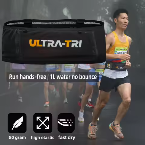ULTRA-TRI Hydration Trail Running Waist Bag Men Women No Bounce Elastic Invisible Jogging Gym Phone 