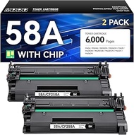 58A Toner Cartridge Black 2 Pack with Chip - Replacement for HP 58X 58A Toner Cartridges - Compatibl