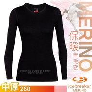[Icebreaker] Women Warm Round Neck Long Sleeve Merino Wool Top Tech LS 260 Sanitary Clothing IB10438