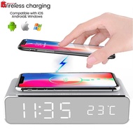 LED Alarm Clock with Wireless Charging 2 in 1  Alarm Clock Wireless Charger with Temperature Display SHOPSKC7156
