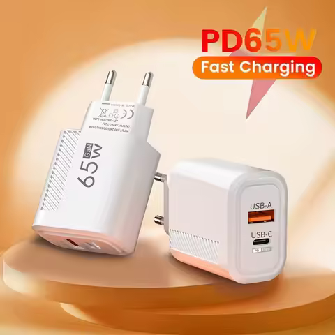 65W GaN Fast Charging USB+Type C PD 33W Charger Adapter For iPhone Samsung Xiaomi Redmi Quick Charge