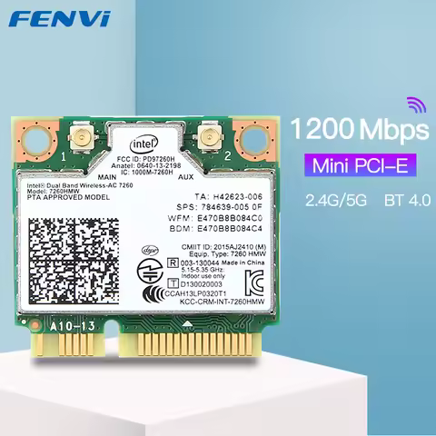 Dual Band Wireless For Intel 7260HMW 7260ac PCI-E 802.11ac BT 4.0 Mini Wlan WiFi Card 2.4G/5Ghz Wi-F