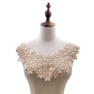 YUNLILI DIY อุปกรณ์เย็บผ้าปักลายดอกไม้ผ้าลูกไม้ปักลายการเย็บติดคอเสื้อผ้าสำหรับงานแต่งงาน