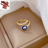 Gold 916 Original blue eye zircon ring opening adjustable simple fashion jewelry couple ring