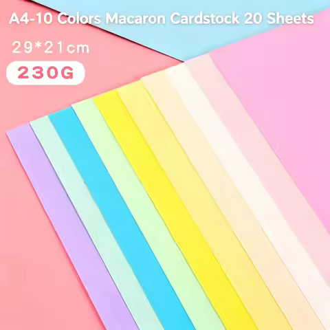 A4 Macaron Color Cardstock 230gsm Thick Colored Paper 10 Colors 20 Sheets Handmade DIY Scrapbooking