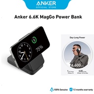 Anker MagGo Power Bank, Qi2 Certified 15W Ultra-Fast Portable Charger, 6,600mAh Battery Pack with Ad