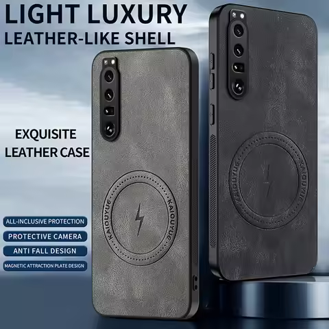 Luxury Leather Texture Wireless Charging Magnetic Case For Sony Xperia 1 III 1III 5G ShockProof Phon