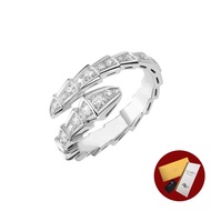 (With Gra Certificate) Pt950 Snake Ring Luxury Elegant White Diamond 18K Gold SnakeBone Ring