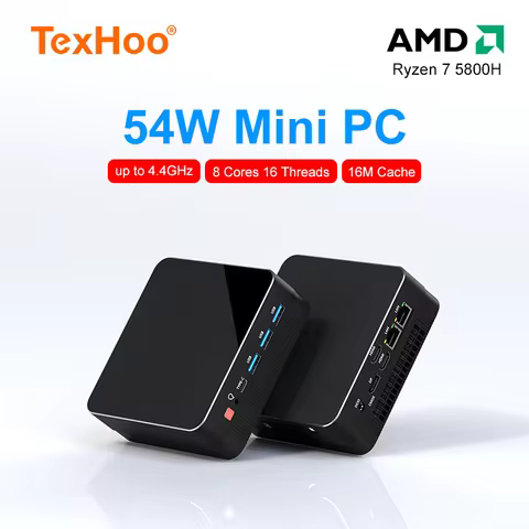 TexHoo Mini PC Computer Gaming AMD Ryzen7 5800H Pocket Dual HDMI LAN WIFI6 Windows 11 Pro NUC Office
