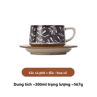 Hoa Vintage Gốm Cà Phê Bộ Phong Cách Nhật Bản Thiết Kế Đơn Giản Trà Sữa Sử Dụng Tại Nhà Máy Rửa Bát