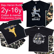 Baju Loreng Silat  Baju Askar Kanak-Kanak, Lengan Panjang, Uniseks, Sesuai untuk Tidur & Aktiviti