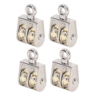 [Ship in 24h] 4 Pcs Double Pulley Block 100KG 220LBS Bearing Zinc Alloy Crane Lifting Dual Roller