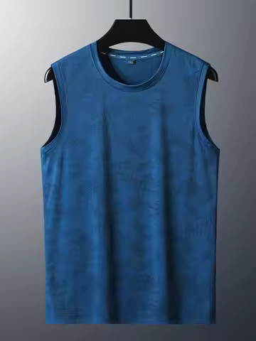 Tank Tops Men Plus Size 8xl Ice Silk Slim Fit Sleeveless T Shirt Black Blue Pink Tees Cooling Quick-