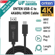 ONTEN USB-C to HDMI 4K60Hz Cable 1.8m | Type-C HDMI 2.0 TV Monitor Projector Laptop Plug Play Androi