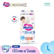 Merries Super Premium Tape Baby Diapers Size L (48 pcs / 9kg - 14kg) Super Jumbo Packs