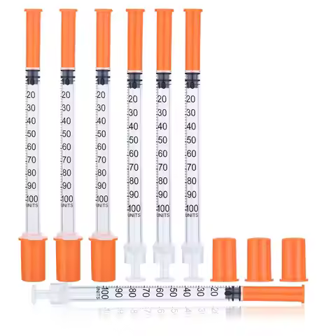 100pcs 1ml 31G 6mm Sterile Insulin Syringe With 1/4 inch Needle Individually Packed for Animal Pets 