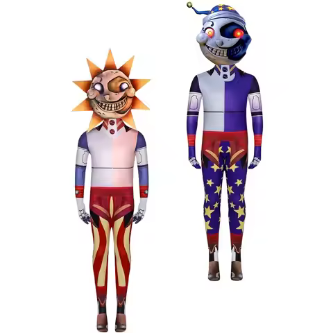 Anime fnaf Sundrop And Moondrop Jumpsuit Mask Horror Outfits Boys Halloween Carnival Cosplay Fnaf Su