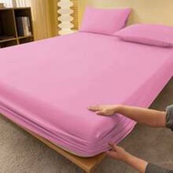 1pc Plain Pink Fitted Sheet, Mattress Protector, Mattress Cover For Bed, Bed Sheet, Soft And Breatha