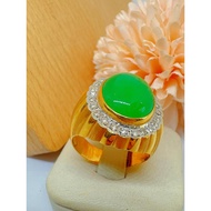 835黄金翡翠玉衬钻石戒指 | 835 Gold Jade & Diamond Ring