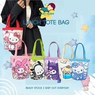 BH Kuromi Canvas Tote Bag Sanrio Hello Kitty Melody Beg Budak Perempuan Student Handbag Lunch Large 