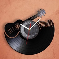 12 Inch Acoustic Guitar LED Wall Clock with 7 Luminous Modes Silent Non Ticking Musical Music Notes