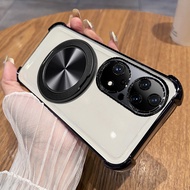 Plating Shockproof Magnetic Clear Case for Huawei P50 P50Pro P50E Ring Holder Soft Silicone Back Cov