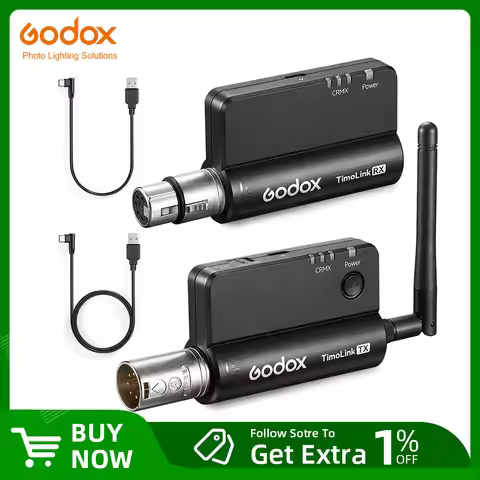 Godox TimoLink TX RX Wireless DMX Transmitter Receiver Set Automatic Frequency Hopping Built-in CRMX