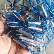 Jaring Ikan Siap Pakai Ukuran Lubang 2 jari 3 Jari Senar Ukuran 0.35 Mm Pemberat Timah Tinggi 2 Mete