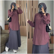 Atasan Tunik Maryam Crinkle Airflow Premium Size M L XL XXL Simple Polos Elegant Mewah Model Kemeja 