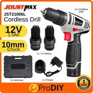 JOUSTMAX  JST21006L / JST-21006L 12V 10mm Rechargeable Cordless Drill Drilling Screwing Tool Set ( 1