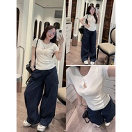 Women's Denim Wide Leg Jeans, Women's Pocket Jeans with Extremely Overbearing Dynamic Style
