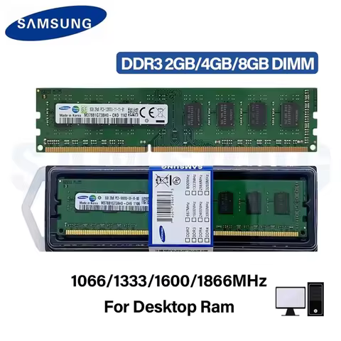 SAMSUNG DDR3 2GB 4GB 8GB 1600MHz 1866MHz 1333MHz 1066MHz DIMM PC3-8500 10600 12800 240Pin 1.5V RAM f