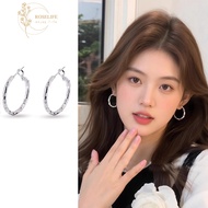 Roselife Korean Minimalist S925 Silver Shining Tiny Sequins Circle Hoop Earrings for Women Engagemen