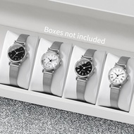 4PCS Silver Metal Mesh Watch Set for Women with Fashionable Leisure Quartz Wristwatch Gift Set