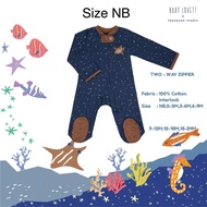 New in pack Babylovett x Teaspoon studio Two way zipper ชุดนอนคลุมเท้า Size New born