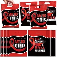 Red Ribbon Party Favor Bags - 50 Pcs Red Ribbon Week Cancer Goodie Candy Gift Bags Aplastic Anemia A