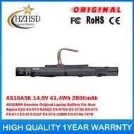 AS16A5K 14.8V 41.4Wh 2800mAh AS16A8K Genuine Original Laptop Battery For Acer Aspire E5-575 N16Q2 E5